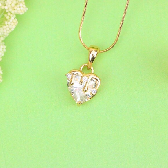 "Heart Drip White Pendant in Gold Finish Stylish Jewelry, XPPT1696 - Picture 3 of 13